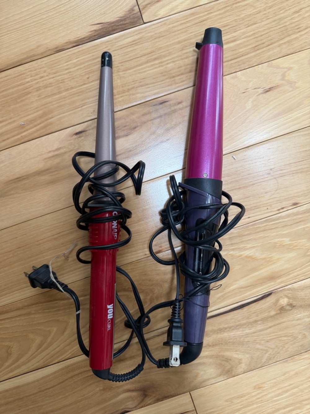 Red and Purple Tapered Curling Wands